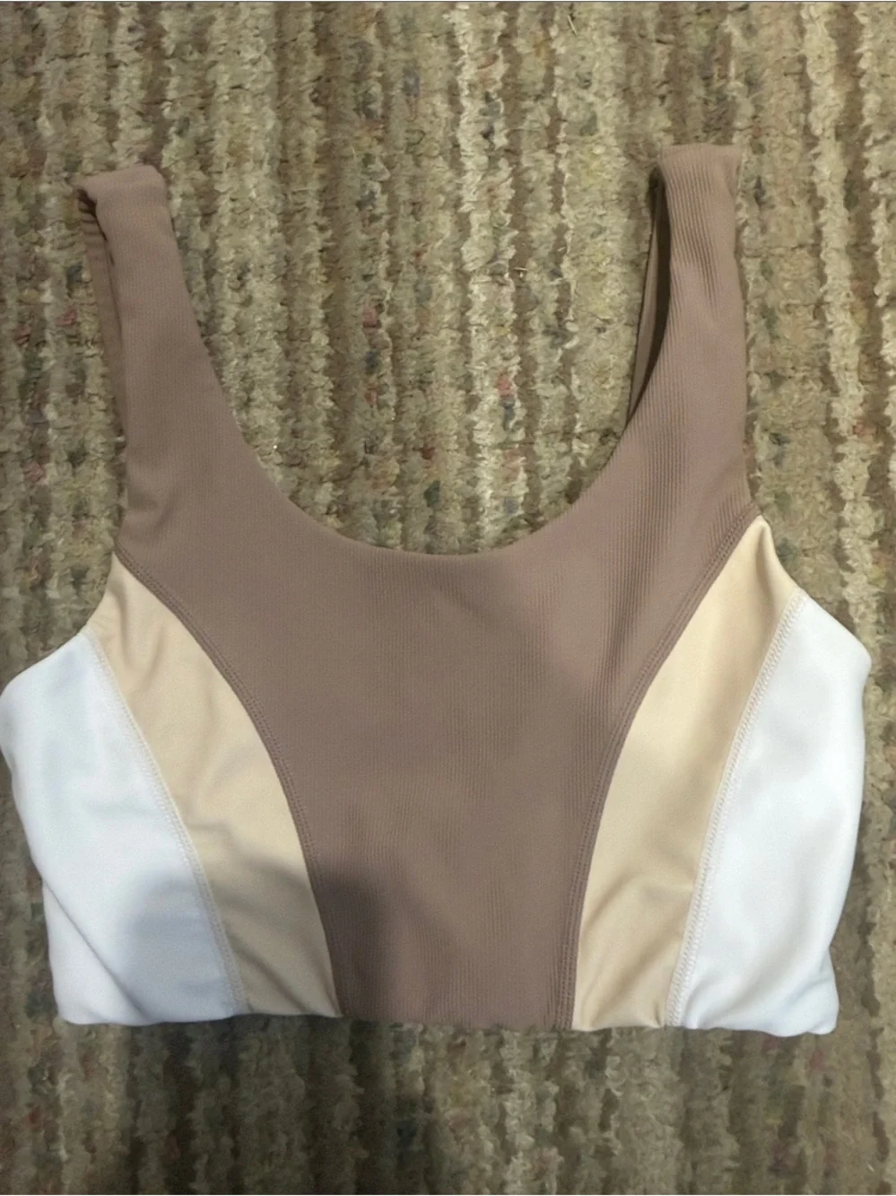 Mauve Side-Stripe Active Leggings with Matching Bra. - Picture 6 of 9